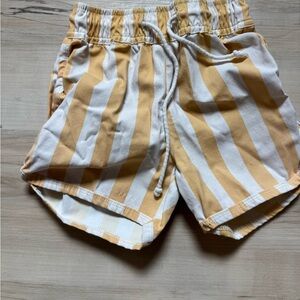 Yellow and White Striped Kids Swim Trunks